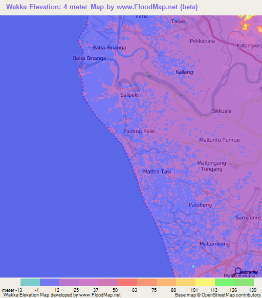 Wakka,Indonesia Elevation Map