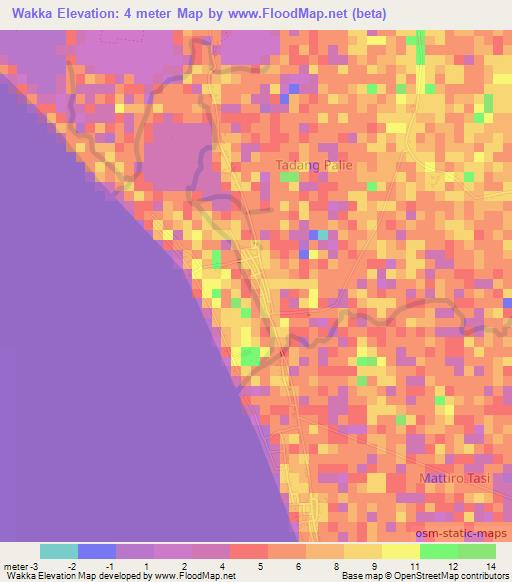 Wakka,Indonesia Elevation Map