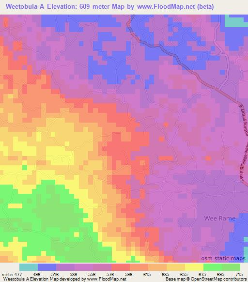 Weetobula A,Indonesia Elevation Map