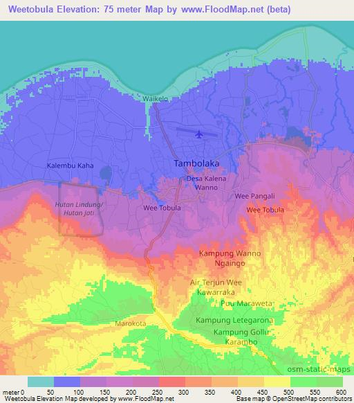 Weetobula,Indonesia Elevation Map