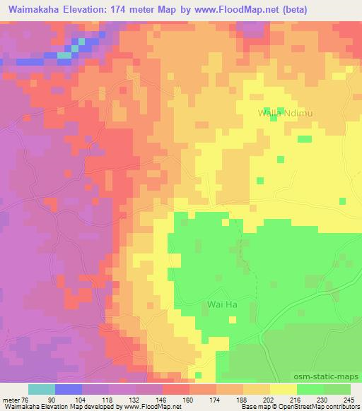 Waimakaha,Indonesia Elevation Map