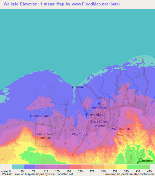 Waikelo,Indonesia Elevation Map