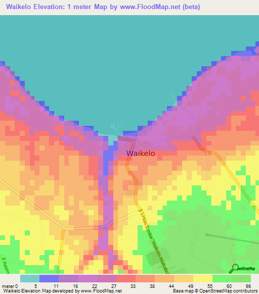 Waikelo,Indonesia Elevation Map