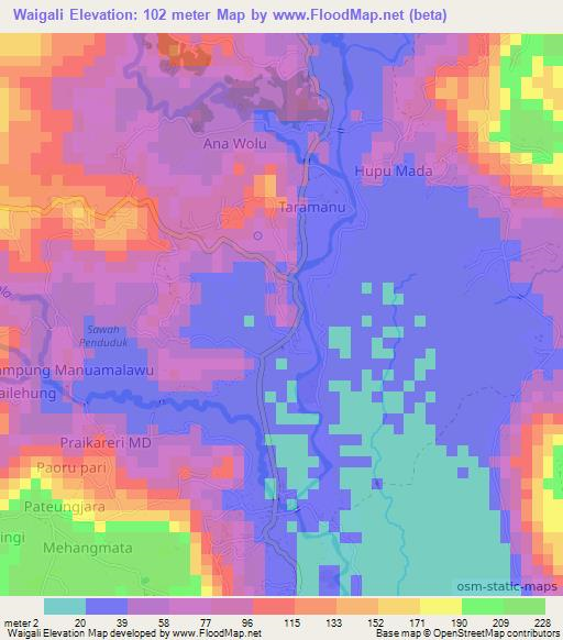 Waigali,Indonesia Elevation Map