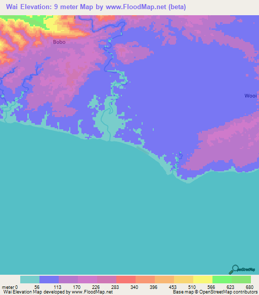 Wai,Indonesia Elevation Map