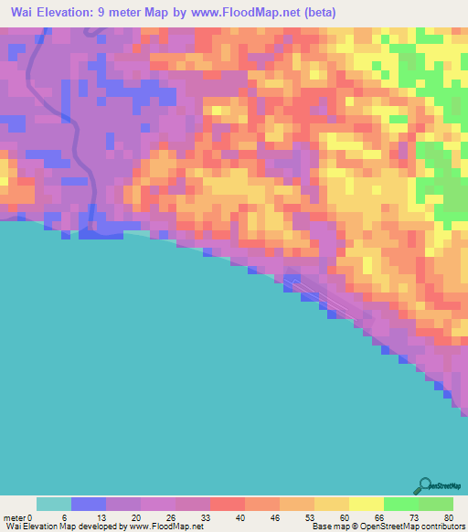 Wai,Indonesia Elevation Map