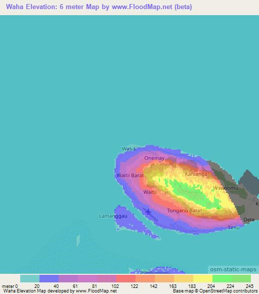 Waha,Indonesia Elevation Map