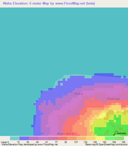 Waha,Indonesia Elevation Map