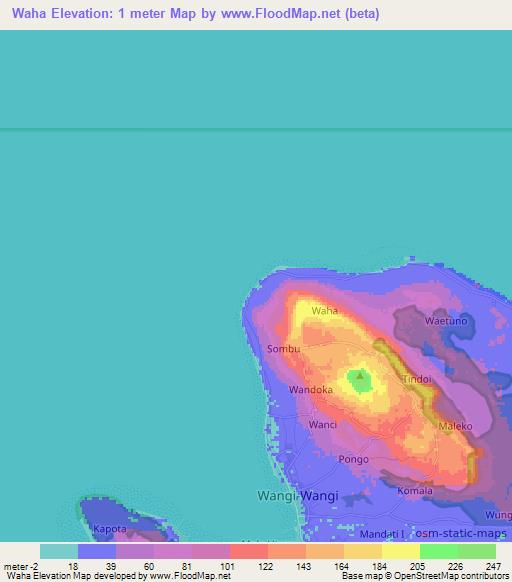 Waha,Indonesia Elevation Map