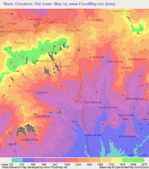 Wado,Indonesia Elevation Map