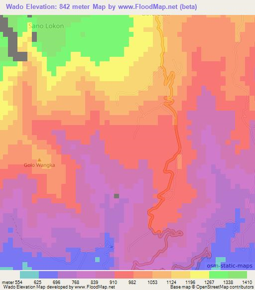 Wado,Indonesia Elevation Map