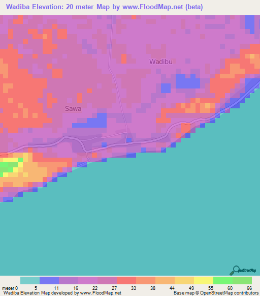 Wadiba,Indonesia Elevation Map