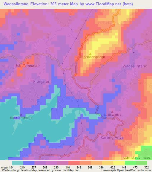 Wadaslintang,Indonesia Elevation Map