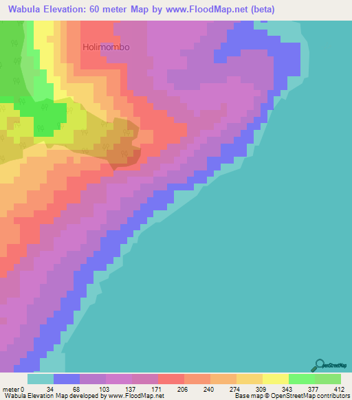 Wabula,Indonesia Elevation Map