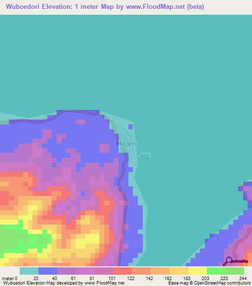 Wuboedori,Indonesia Elevation Map