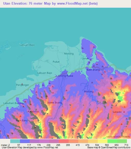 Utan,Indonesia Elevation Map