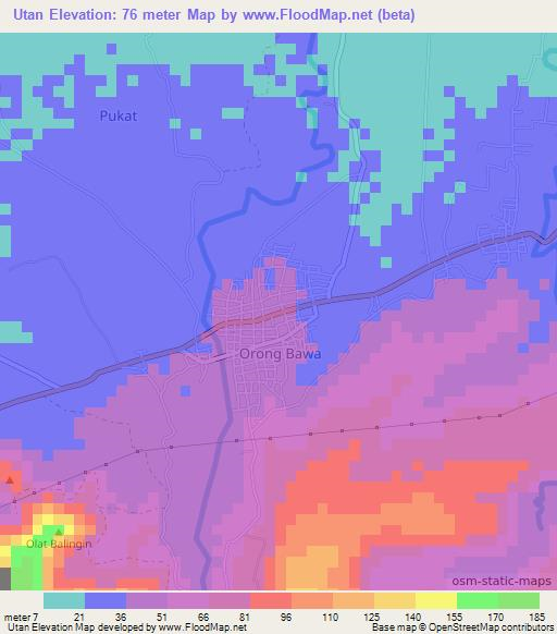 Utan,Indonesia Elevation Map