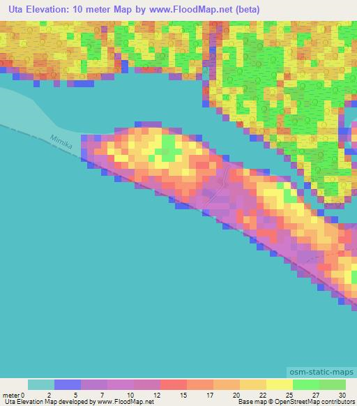 Uta,Indonesia Elevation Map