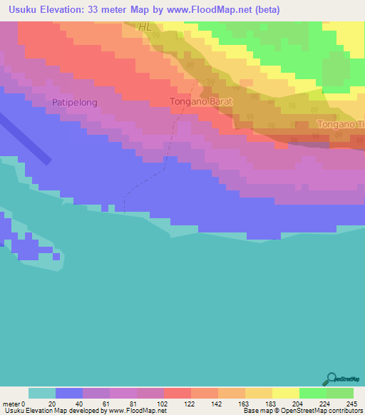 Usuku,Indonesia Elevation Map