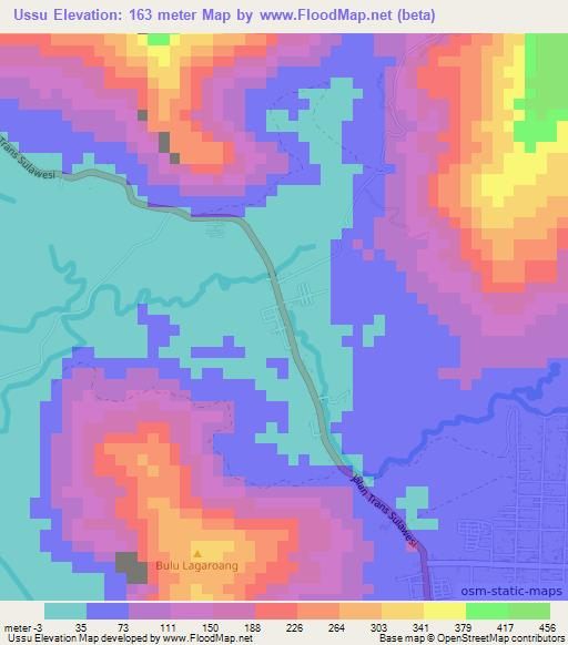 Ussu,Indonesia Elevation Map