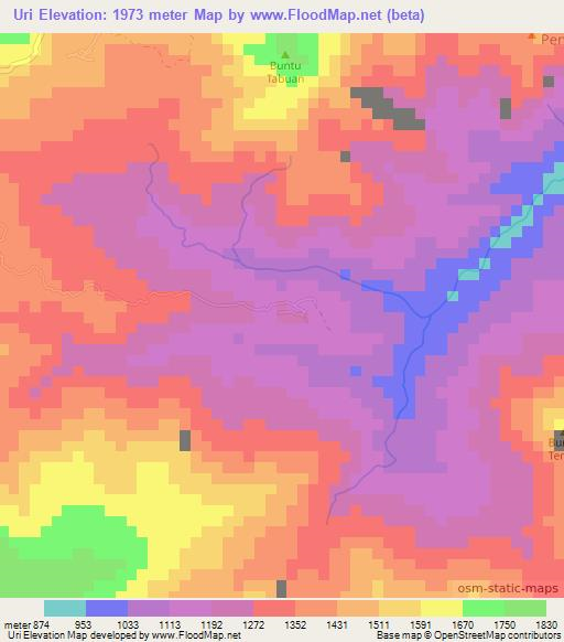 Uri,Indonesia Elevation Map