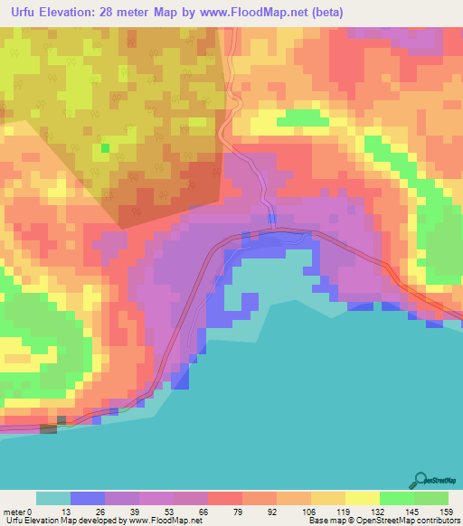 Urfu,Indonesia Elevation Map