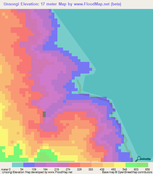 Unsongi,Indonesia Elevation Map