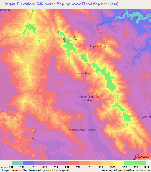 Ungan,Indonesia Elevation Map