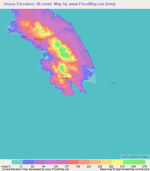 Umera,Indonesia Elevation Map