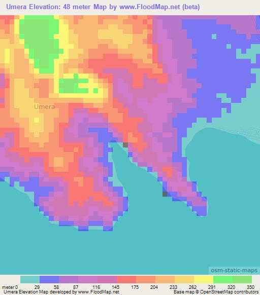 Umera,Indonesia Elevation Map