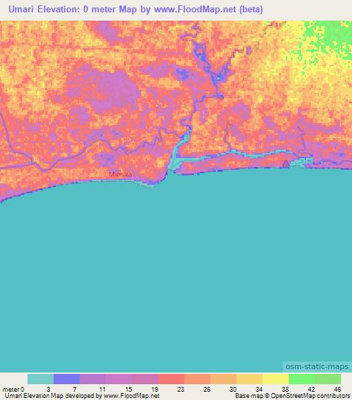 Umari,Indonesia Elevation Map