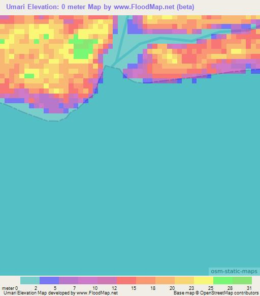 Umari,Indonesia Elevation Map