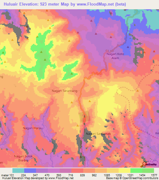 Huluair,Indonesia Elevation Map