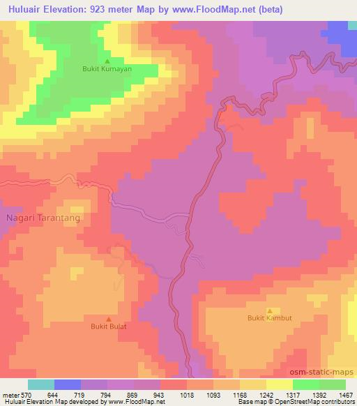 Huluair,Indonesia Elevation Map