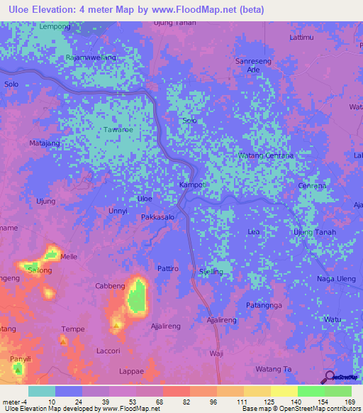 Uloe,Indonesia Elevation Map