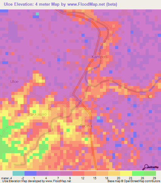 Uloe,Indonesia Elevation Map