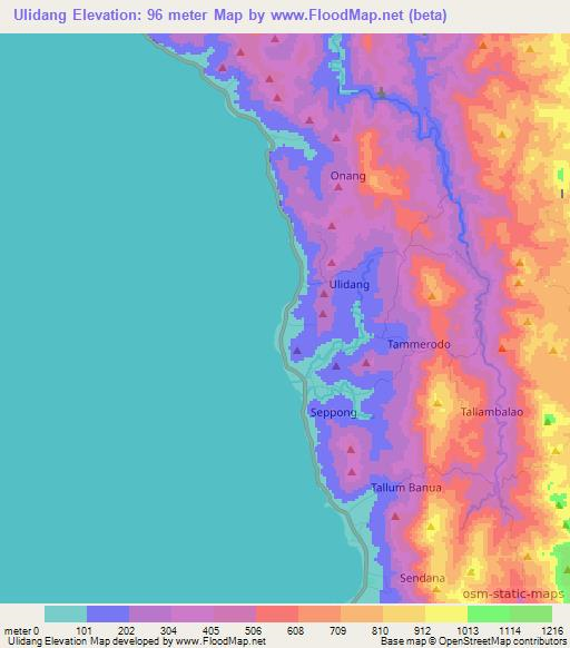 Ulidang,Indonesia Elevation Map