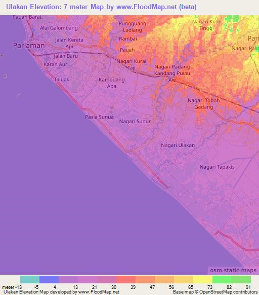 Ulakan,Indonesia Elevation Map