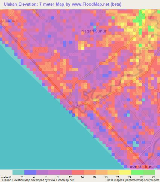 Ulakan,Indonesia Elevation Map