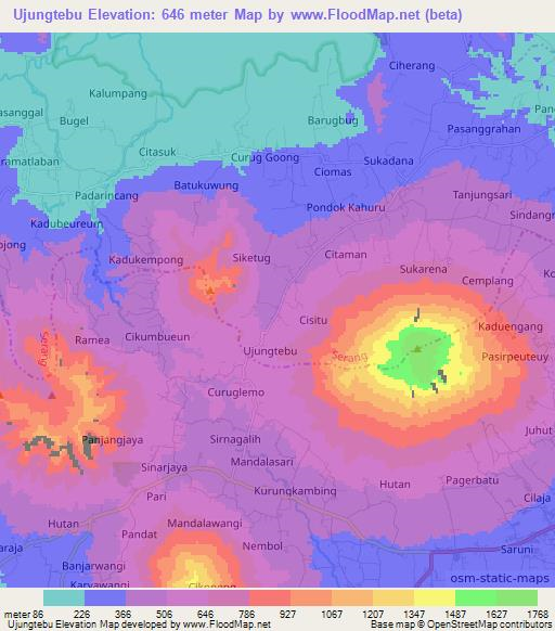 Ujungtebu,Indonesia Elevation Map