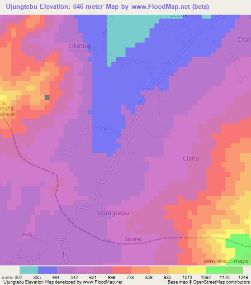 Ujungtebu,Indonesia Elevation Map