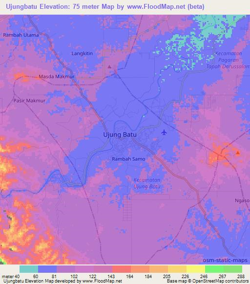 Ujungbatu,Indonesia Elevation Map
