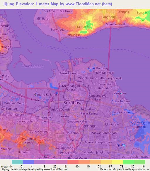 Ujung,Indonesia Elevation Map