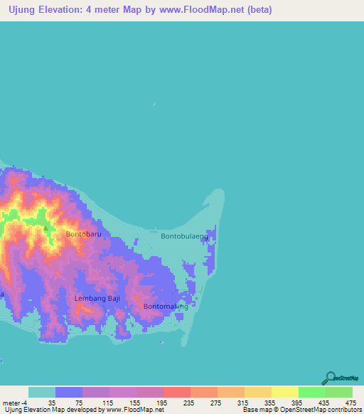 Ujung,Indonesia Elevation Map