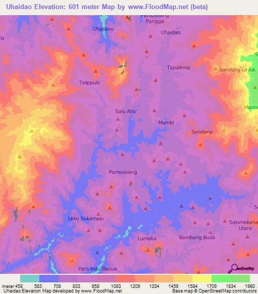 Uhaidao,Indonesia Elevation Map