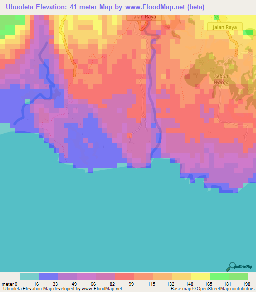 Ubuoleta,Indonesia Elevation Map