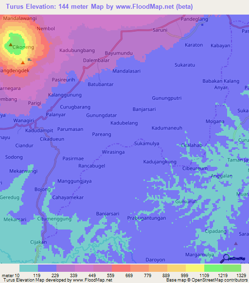 Turus,Indonesia Elevation Map