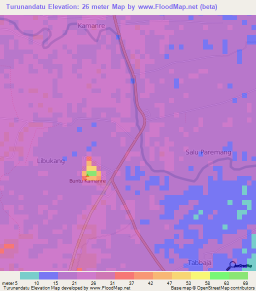 Turunandatu,Indonesia Elevation Map