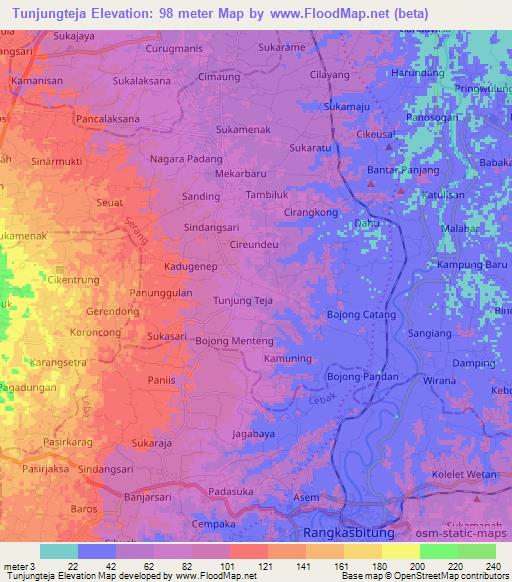 Tunjungteja,Indonesia Elevation Map