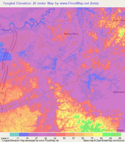 Tungkal,Indonesia Elevation Map